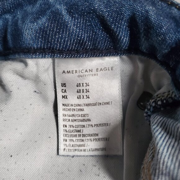 American Eagle Next Level Slim Destroyed Patched Jeans from 2020 -Mens 40x34 - Picture 8 of 16